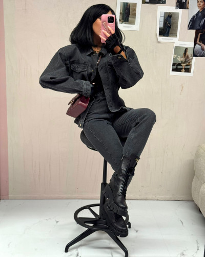 Spodnie jeansowe mom fit La Milla szare