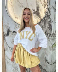 T-shirt NYC By o la la...! biało-żółty