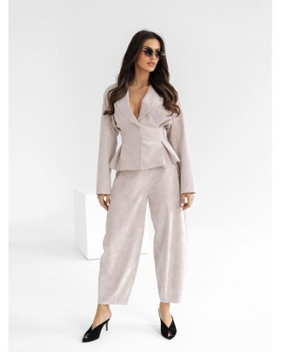 Spodnie sztruksowe banany By o la la...! jasny beż