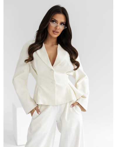 Spodnie sztruksowe banany By o la la...! śmietankowe