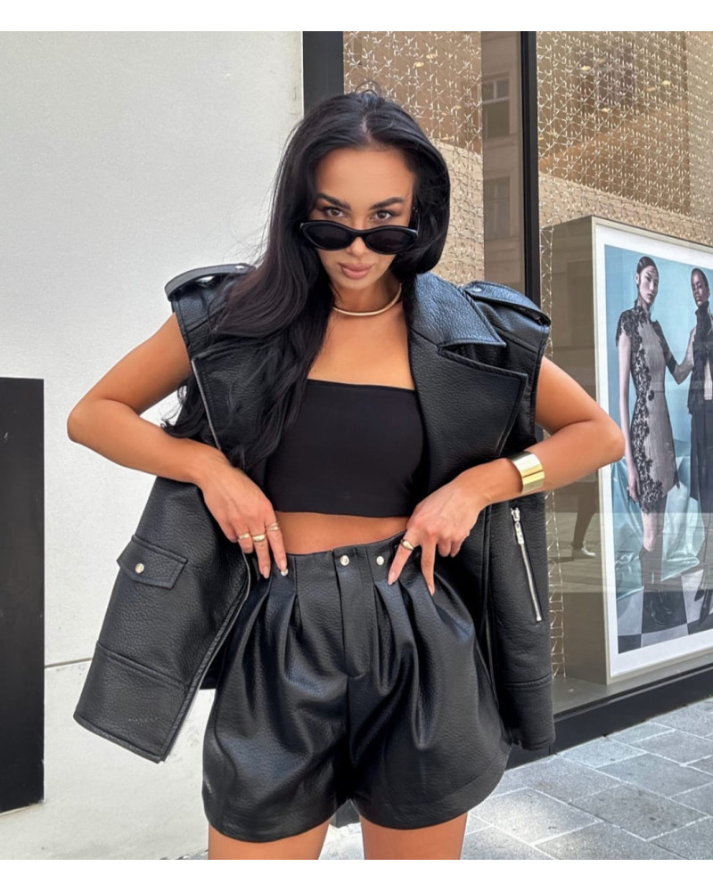 Spodenki regulowane ekoskóra La Milla czarne