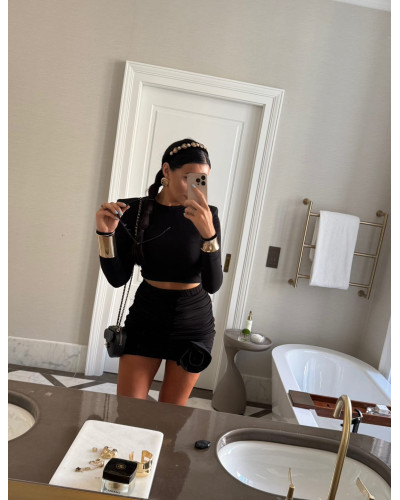 Spódnica marszczona z różą La Milla czarna