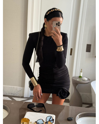 Spódnica marszczona z różą La Milla czarna