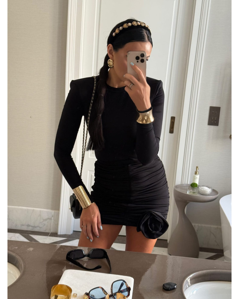 Spódnica marszczona z różą La Milla czarna