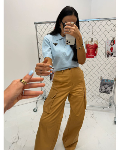 Sweterek polo La Milla błękitny