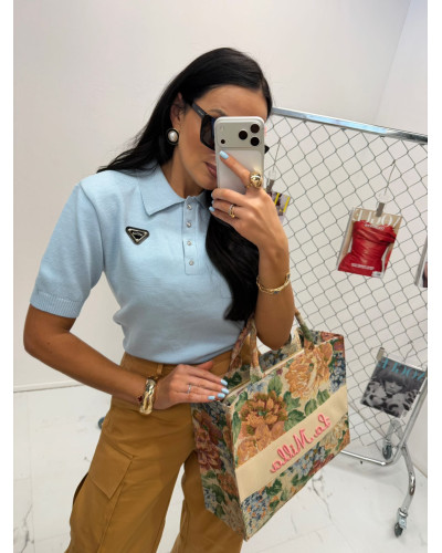 Sweterek polo La Milla błękitny