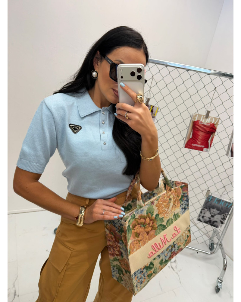 Sweterek polo La Milla błękitny