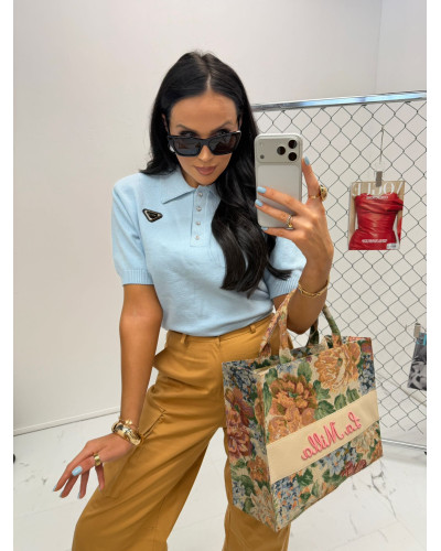 Sweterek polo La Milla błękitny