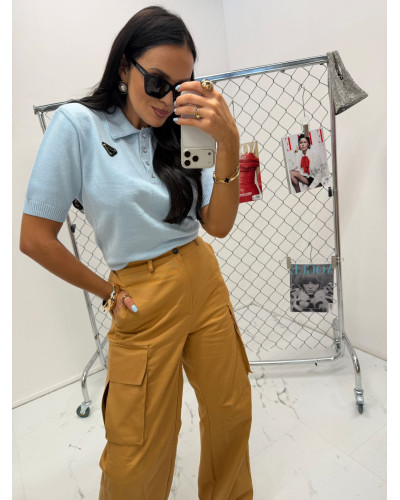 Sweterek polo La Milla błękitny