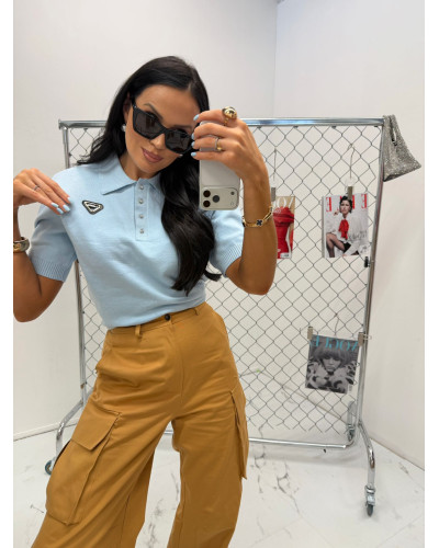 Sweterek polo La Milla błękitny