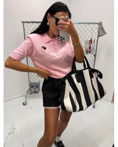 Sweterek polo La Milla pudrowy róż