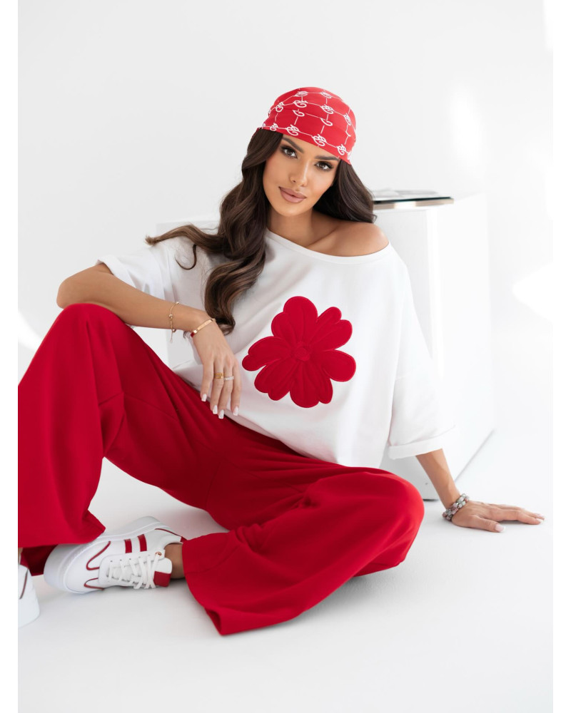 T-shirt stokrotka By o la la...! śmietanowy z red kiss