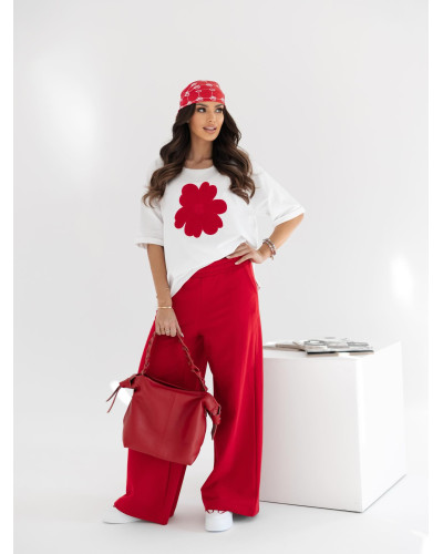 T-shirt stokrotka By o la la...! śmietanowy z red kiss