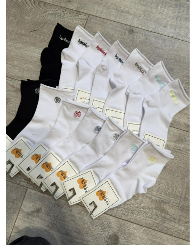 Skarpetki logowane z różą By o la la...! białe z kakao