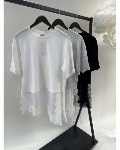 T-shirt z halką By o la la...! biały