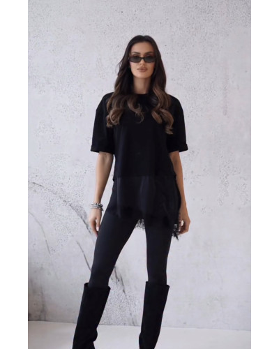 T-shirt z halką By o la la...! czarny