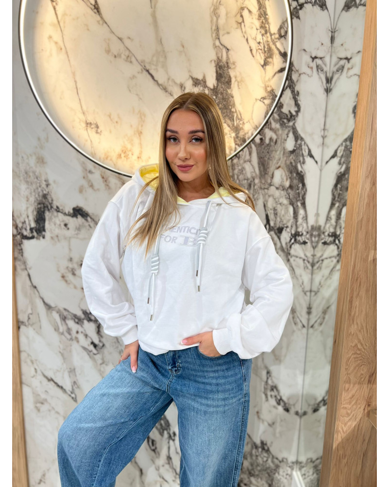 Bluza z kapturem By o la la...! białe z sunshine