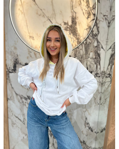 Bluza z kapturem By o la la...! białe z sunshine