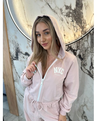 Bluza z kapturem NYC By o la la...! pudrowy róż