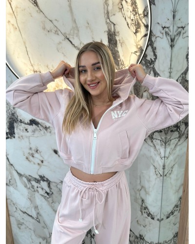 Bluza z kapturem NYC By o la la...! pudrowy róż