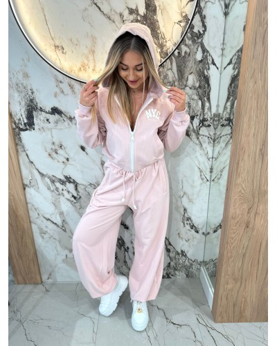 Bluza z kapturem NYC By o la la...! pudrowy róż