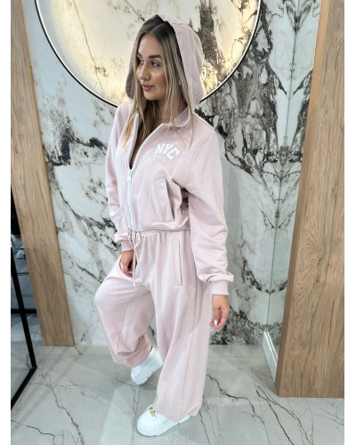 Bluza z kapturem NYC By o la la...! pudrowy róż