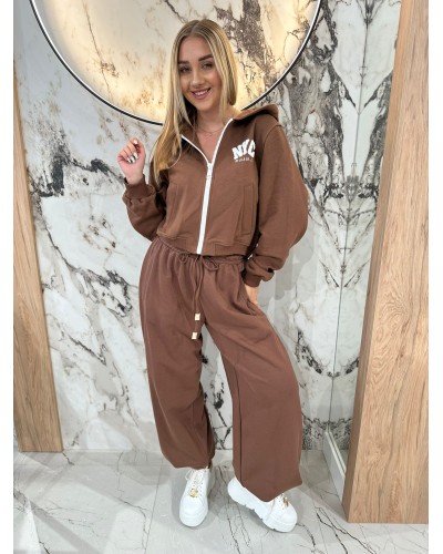 Bluza z kapturem NYC By o la la...! czekoladowa