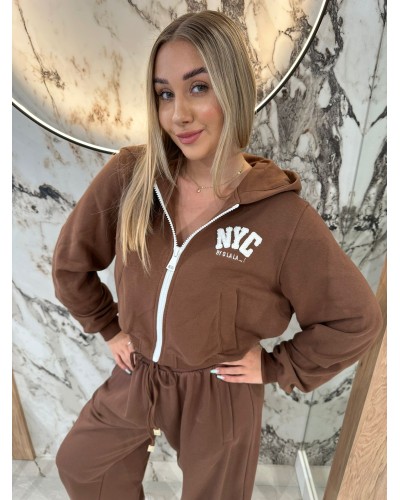 Bluza z kapturem NYC By o la la...! czekoladowa