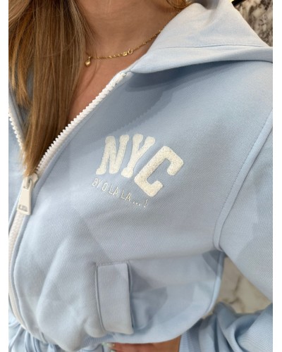 Bluza z kapturem NYC By o la la...! błękitna