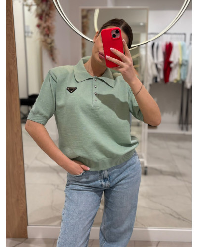 Sweterek polo La Milla miętowy