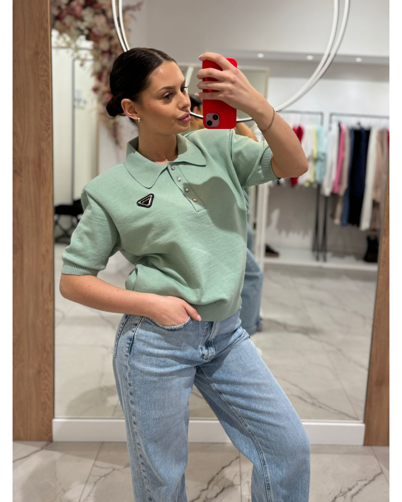 Sweterek polo La Milla miętowy