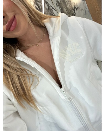 Bluza z kapturem NYC By o la la...! śmietankowa
