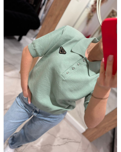 Sweterek polo La Milla miętowy