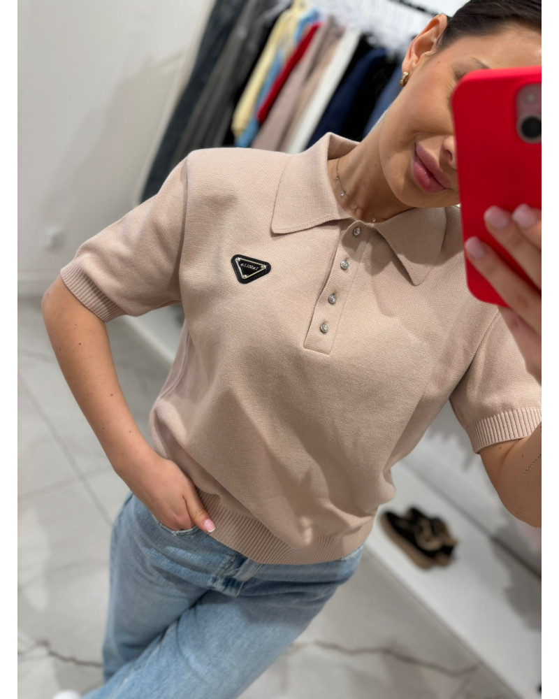 Sweterek polo La Milla beżowy