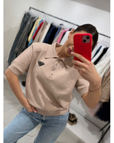 Sweterek polo La Milla beżowy