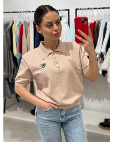 Sweterek polo La Milla beżowy