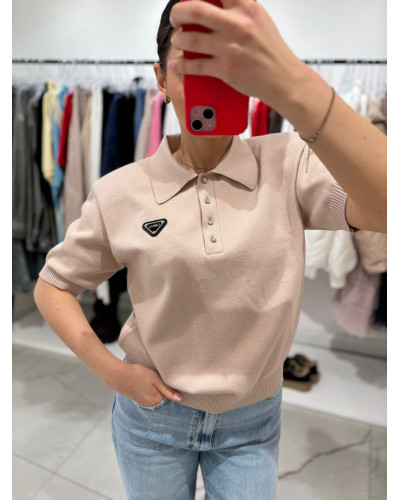 Sweterek polo La Milla beżowy