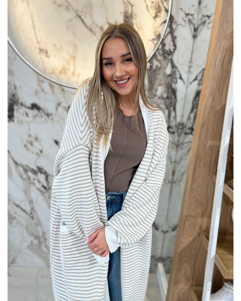 Kardigan w paski By o la la...! kakao