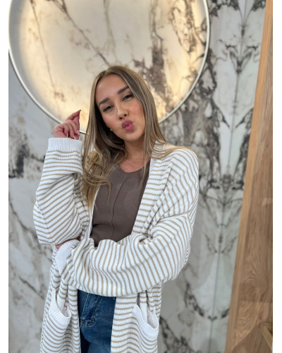 Kardigan w paski By o la la...! kakao