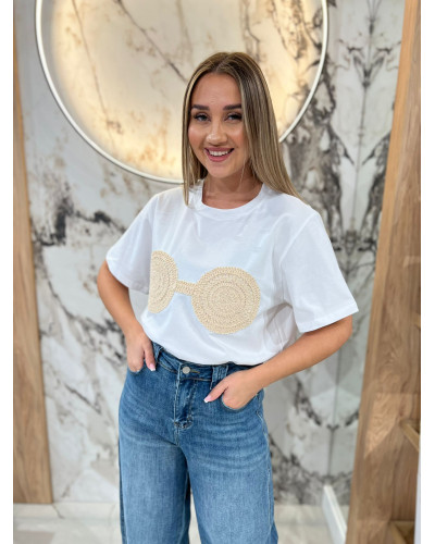 T-shirt BOHO By o la la...! biały z nude