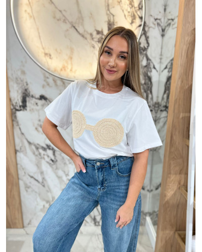 T-shirt BOHO By o la la...! biały z nude