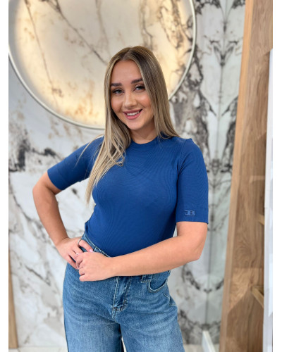 Basic prążkowany z logowanym rękawem By o la la...! denim