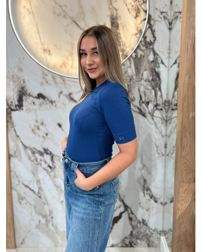 Basic prążkowany z logowanym rękawem By o la la...! denim