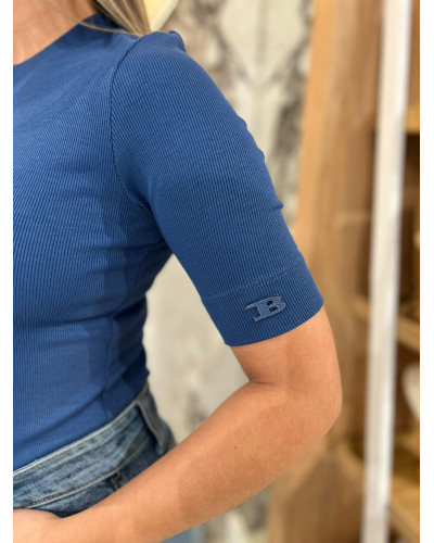 Basic prążkowany z logowanym rękawem By o la la...! denim