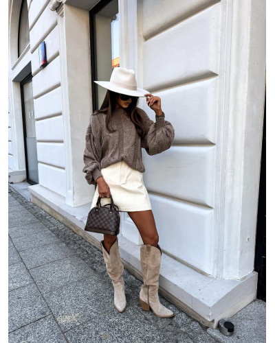 Sweter AURA czekoladowy melanż