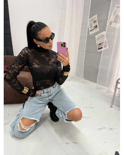 Golf koronkowy La Milla czarny