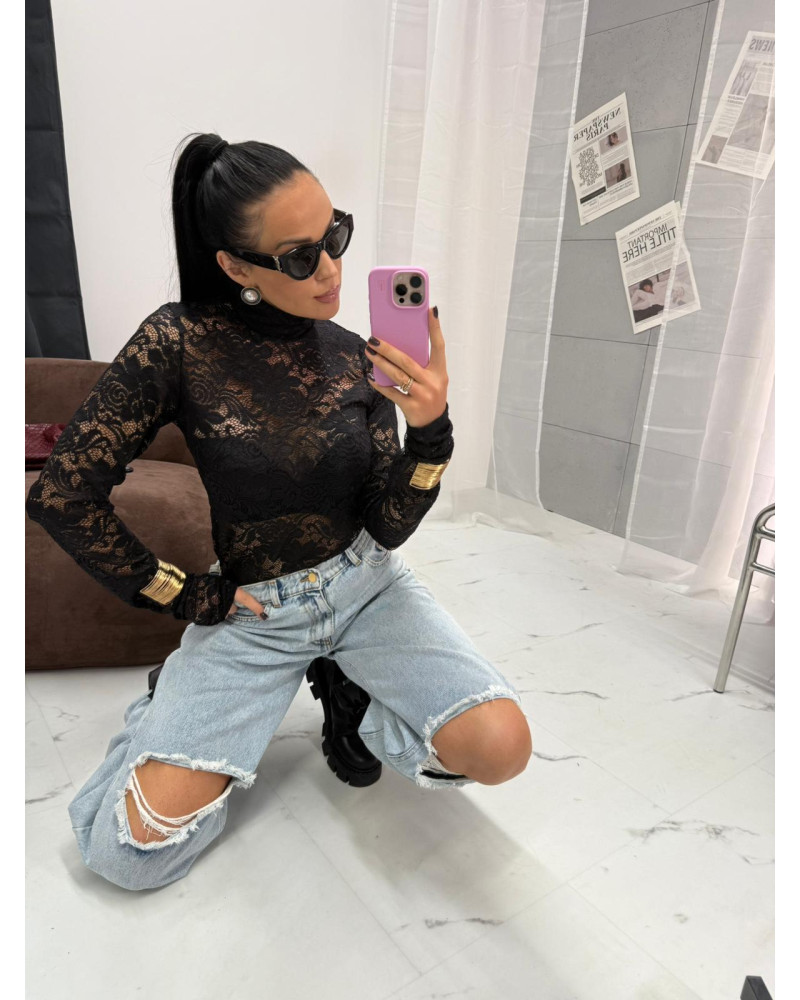 Golf koronkowy La Milla czarny