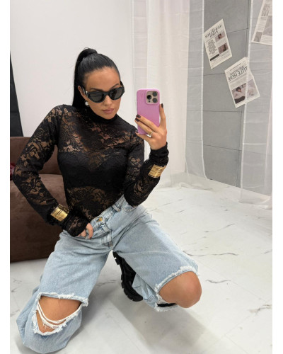 Golf koronkowy La Milla czarny