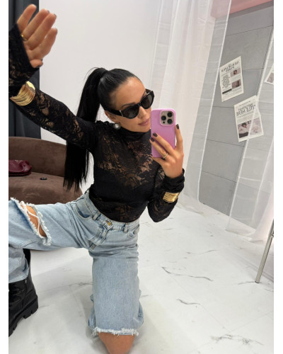 Golf koronkowy La Milla czarny