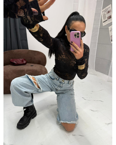 Golf koronkowy La Milla czarny